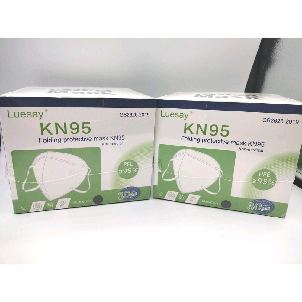 Luesay: Lot Of 2 (Black) KN95 Folding Protective Mask Non-Medical 60 Total